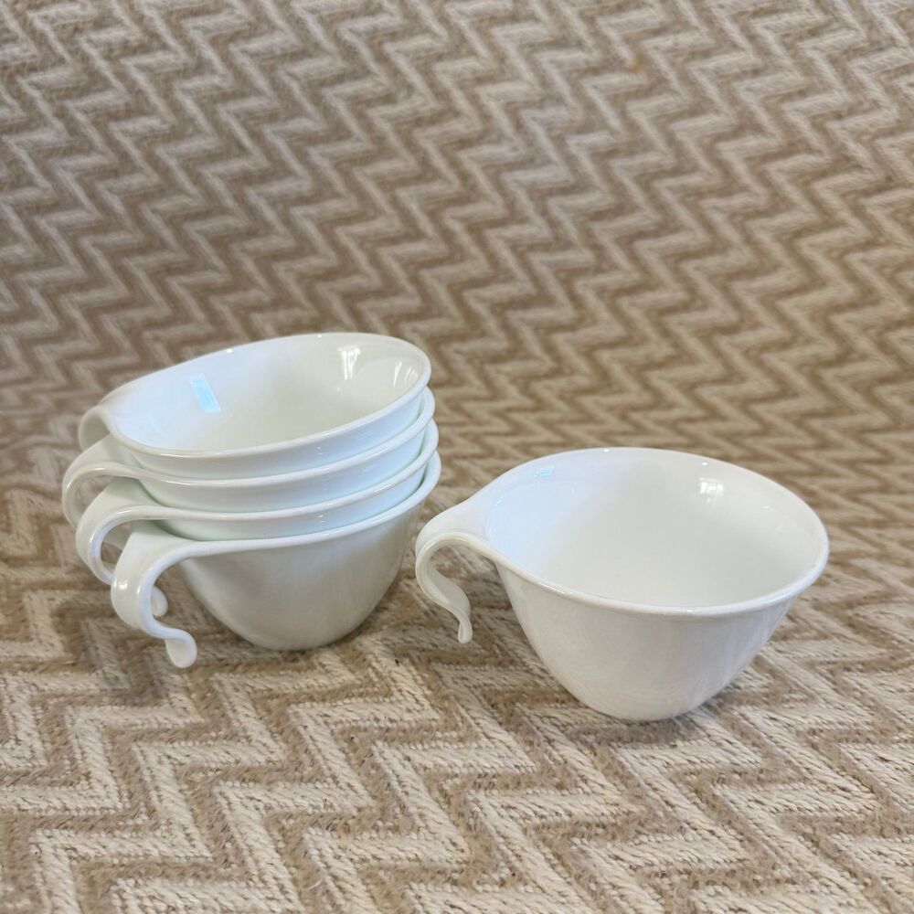 Vintage Corelle Winter Frost White Stackable Coffee Flat Cups Set of 5
